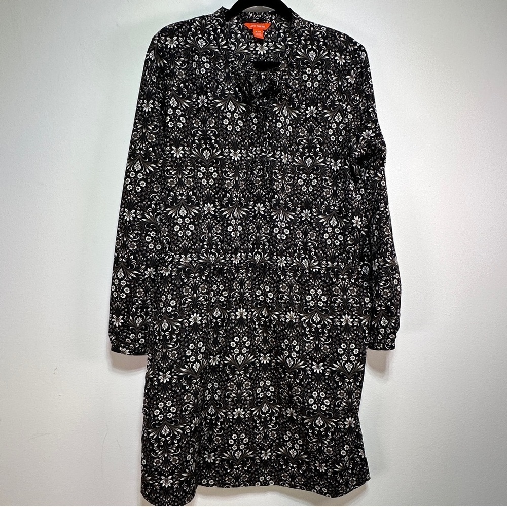 Joe Fresh Black Brown Moody Floral Mini Dress Long Sleeve Whimsigoth Boho M